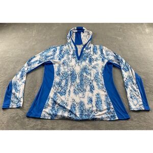 Reel Legends Reel-Tec Womens Blue White Snakeskin Performance Hoodie Large L
